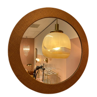 Round Mirror From The 1960S With A Jute Frame