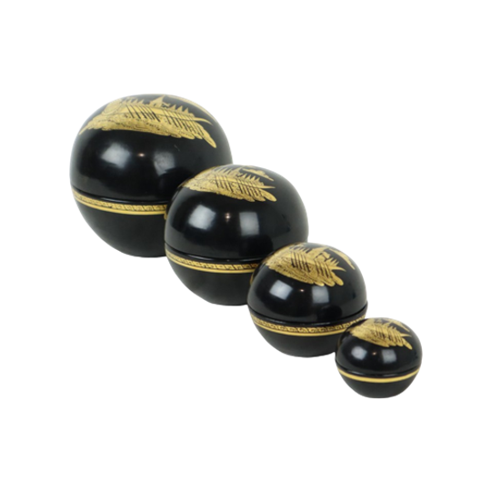 Indonesische Nesting Bowls Zwart Gelakt Hout Juwelen Set Van 4 1