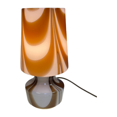 Murano Glazen 'Swirl' Tafellamp Met Messing Onderkant, Italië 1960'S