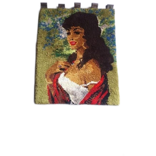 * Vintage Wandkleed Smyrna Zigeunerin Zigeuner Vrouw Dame 1
