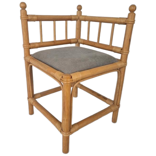 Vintage Bohemian Stijl Bamboe Hoekstoeltje Jaren 70. 1