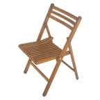 Vintage - Folding Chair With Curved Seat - Light Oak (Wood Grain) - Multiple In Stock! thumbnail 1
