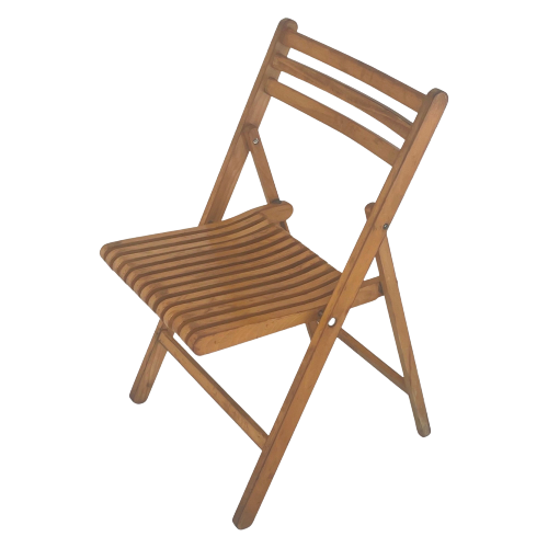 Vintage - Folding Chair With Curved Seat - Light Oak (Wood Grain) - Multiple In Stock!