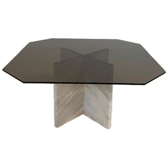 Vintage Marble And Smoked Glass Coffee Table 1