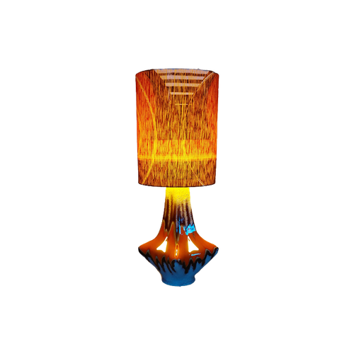 Grote Italiaanse Lava Lamp Met Kap Van Vintage Stof