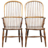 Leuke Set Van 2 Antieke Engelse Windsor Stickback Chairs Uit De 19e Eeuw Gemaakt Van Iepenhout