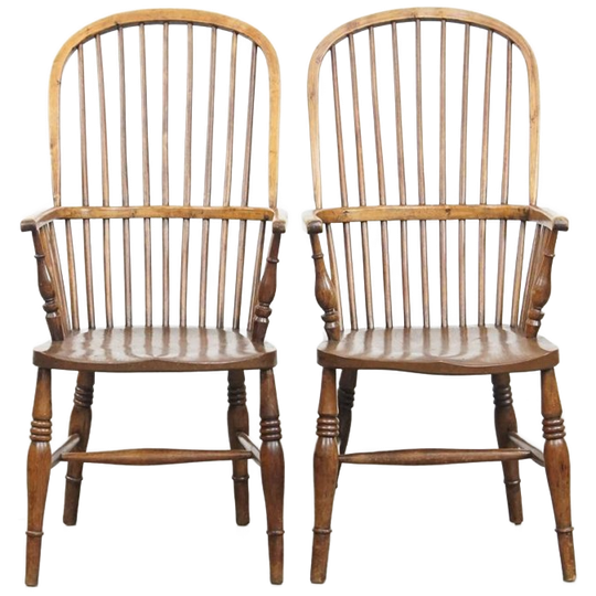 Leuke Set Van 2 Antieke Engelse Windsor Stickback Chairs Uit De 19e Eeuw Gemaakt Van Iepenhout 1