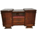 Vintage Mid Century Art Deco Tv Meubel, Dressoir Marmer Blad thumbnail 1