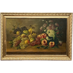 Josef Mansfeld (1819-1894). Stilleven Met Bloemen En Fruit. thumbnail 1