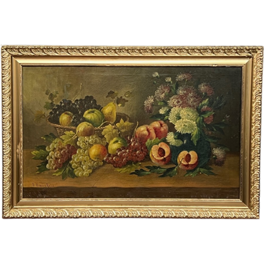 Josef Mansfeld (1819-1894). Stilleven Met Bloemen En Fruit. 1