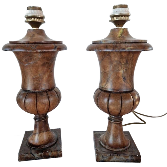 2 Marmeren Urnvormige Tafel Lampen Klassiek 1