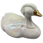 Art Deco Parelmoer Porseleinen Eend Wit Goud thumbnail 1
