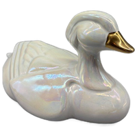 Art Deco Parelmoer Porseleinen Eend Wit Goud