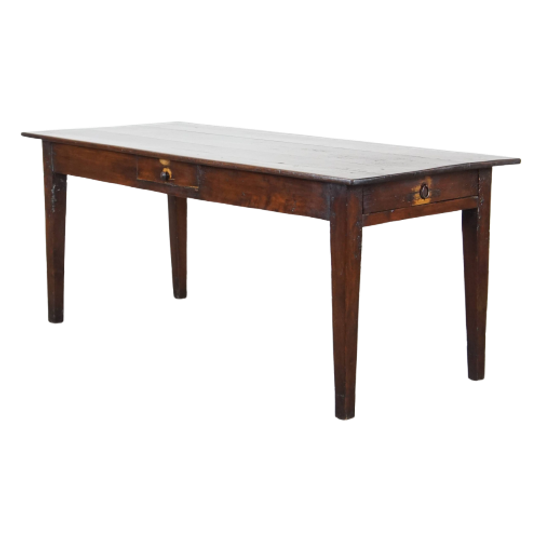Zeer Mooie Antieke Franse Vruchtbomenhouten Eettafel Met 2 Lades En Een Prachtig Patina 1