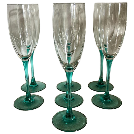7x Luminarc France Champagne Glaze Aqua Groen 1