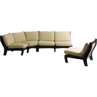 Modulaire Mid-century Vintage Hoekbank In Wol En Hout