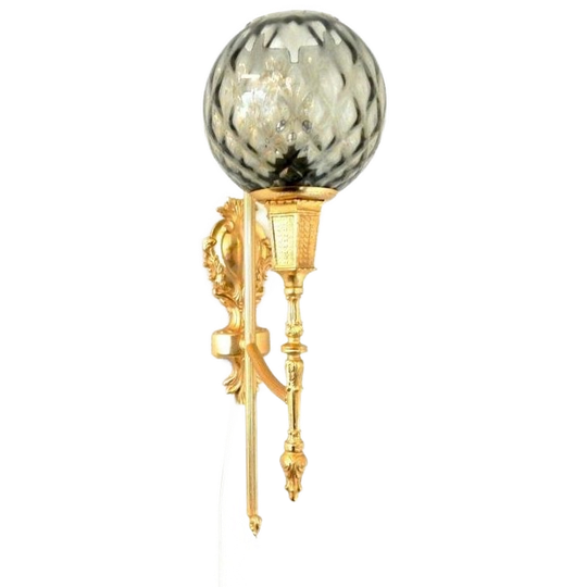 Vintage Wandlamp Lamp Jaren 80 Glas Goud 1