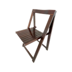 Aldo Jacober - Folding Chair Model ‘Trieste’ - Bazzani Italy - Dark Brown (Wood Grain) - Multiple thumbnail 1
