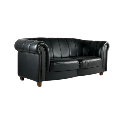 Sofa Bank Klassiek Zwart Leder