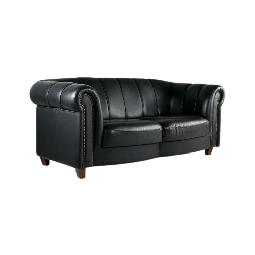 Sofa Bank Klassiek Zwart Leder