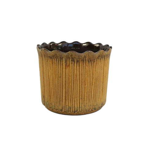 Vintage Bloempot Mosterd Kleurig 1