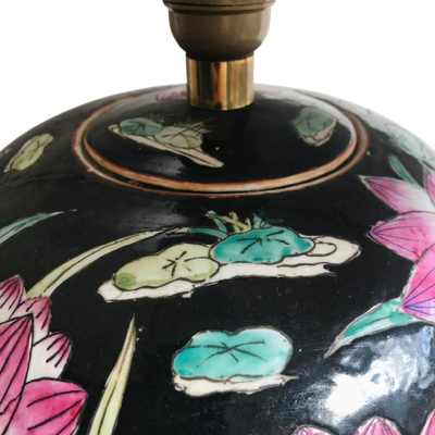 Chinese Lamp Voet Famille Noir Vintage