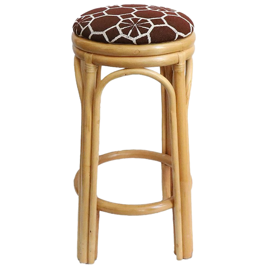 Bamboe Hogekruk Met Retro Stof Bekleed, Jaren '70 1