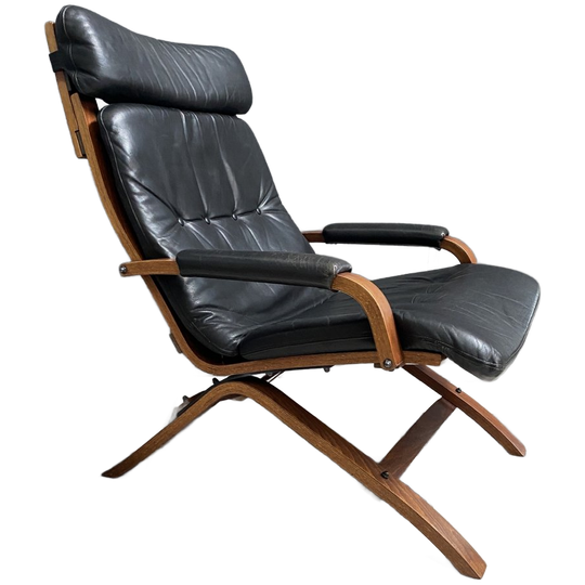 Ingmar Relling Leather Rocking Fauteuil 1970s 1