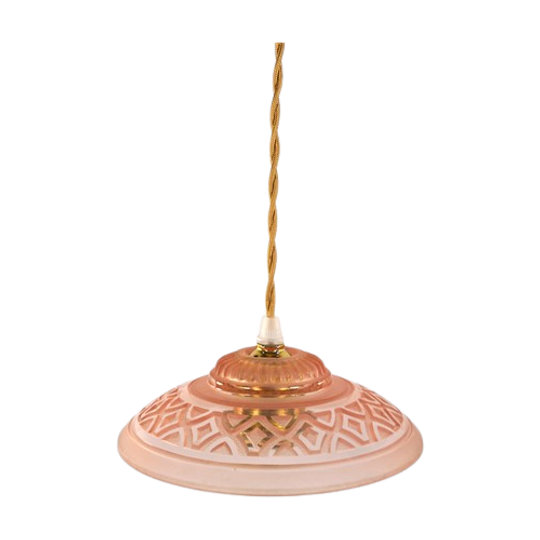 Vintage Lampenkap Glas – Oudroze/Zalm 1