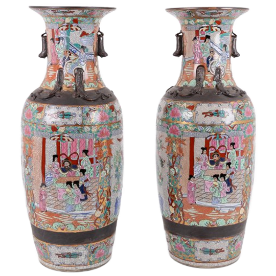 Pair Of Chinese Floor Vases From Late Qing Dynasty 1