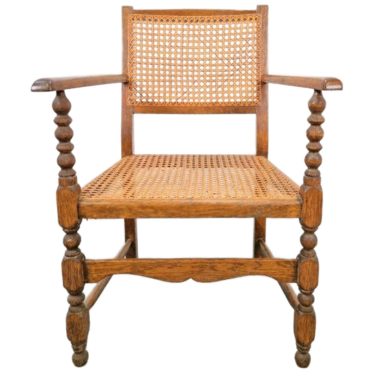 Handmade Dutch Design Stoel Eik Rotan Webbing ´30 Authentiek 1