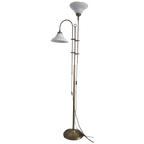 Vintage Messing Vloerlamp Met Metalen Emaille Kappen thumbnail 1