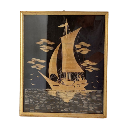 Chinoiserie Vintage Stro Art - Zeilboot