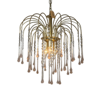 Xl Vintage Roze Murano Kroonluchter Hanglamp Kristallen Pegels