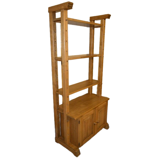 Vintage Eiken Kaaskast Met Open Vakken En Onderkast 1