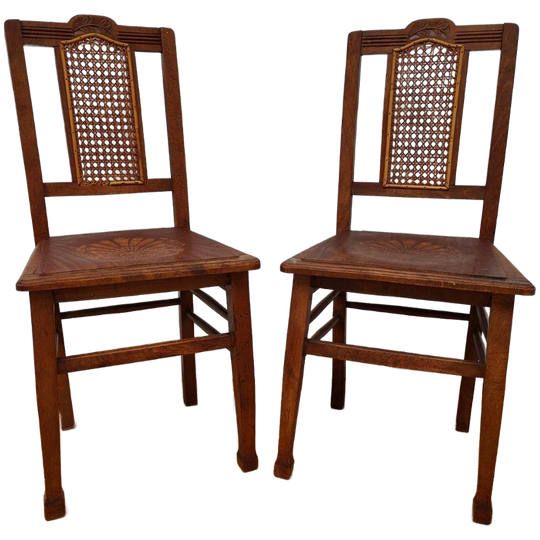Vintage Houten Café Stoelen, Bistrostoelen, Eetkamerstoelen Set Prijs 1