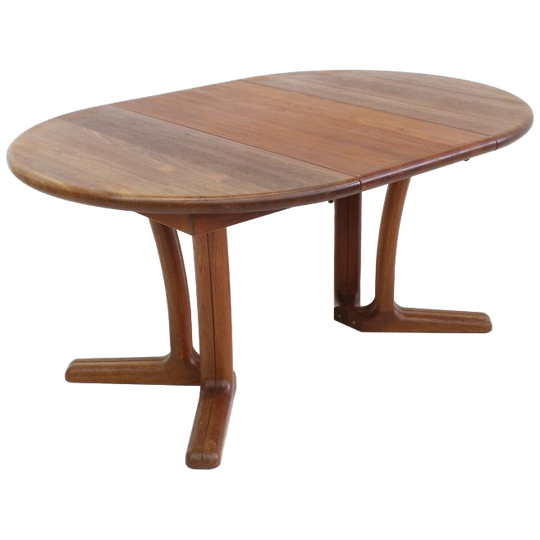 Vintage dyrlund Deense Ronde Uitschuifbare Eettafel Massief Teak 1