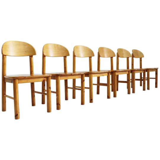 Vintage Dining Chairs In Pine Wood By Rainer Daumiller, 1970s, Set Of 6 1