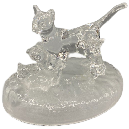 Decoratie Object Kristallen Poes Met Kitten D'arques France 1