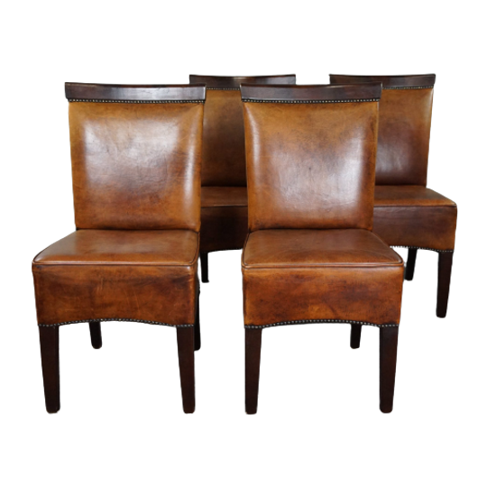 Set Van Vier Schapenleren Eetkamerstoelen In Art Deco Stijl 1