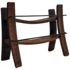 Vintage Eiken Houten Wijnrek Spaans Brutalist Flessenrek thumbnail 1