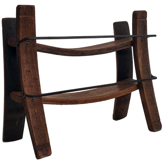 Vintage Eiken Houten Wijnrek Spaans Brutalist Flessenrek 1