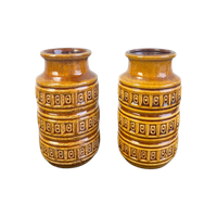 Set Van 2 Vintage Okergele Vaasjes Scheurich Tundra