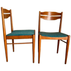 Twee Vintage Eetkamerstoelen Met Petrol Blauw Bekleding thumbnail 1