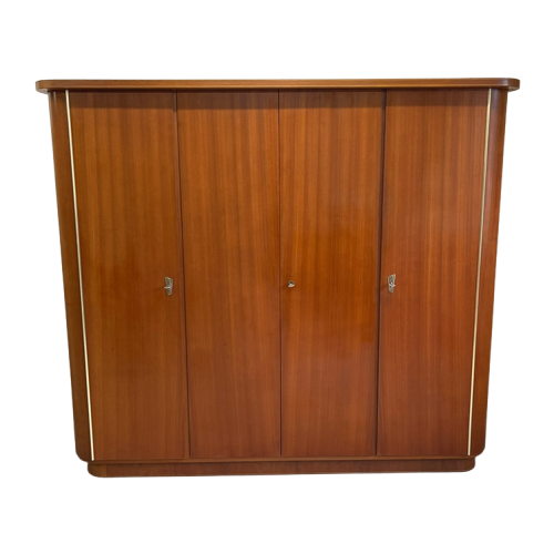 Vintage Kledingkast J`50 Midcentury 4 Deurs Garderobekast