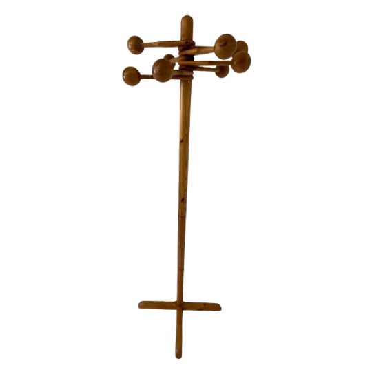 Ca. 1960’s - Swedish Made Standing Coat Rack - Pine - Adjustable Hangers 1