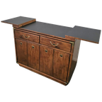Vintage Drexel Accolade Campaign Server Dry Bar On Casters / Flip Top 1980s thumbnail 1