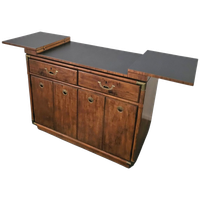 Vintage Drexel Accolade Campaign Server Dry Bar On Casters / Flip Top 1980s