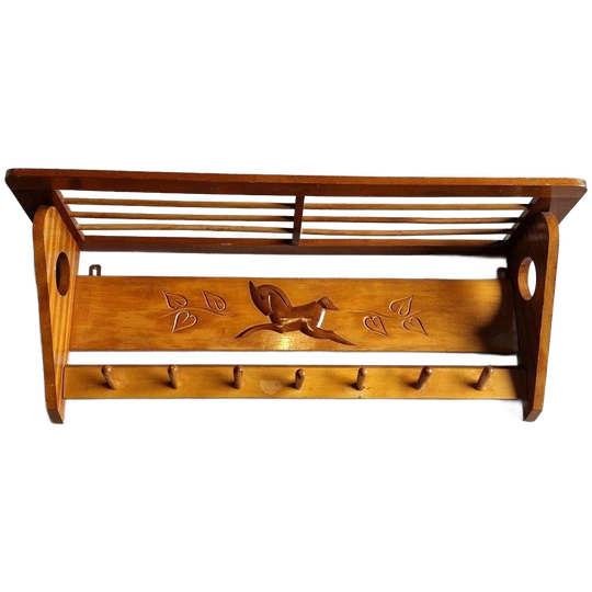 Vintage Deense Kapstok Met Paard Houten Wandkapstok 1