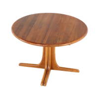 Ronde Massief Teak Deense 1x Verlengbare Eettafel 'kalundborg' Vintage
